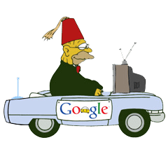 Grandpa Simpson driving a Google Car