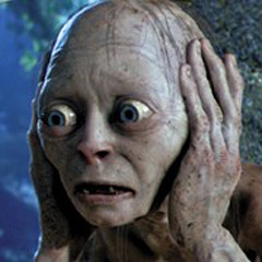 Gollum with his hands over his ears.