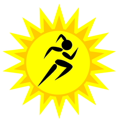 a girl running across the sun